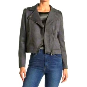 NEW Philosophy Faux Suede Leather Moto Jacket Small Crop Heavy Coat Summer Fall